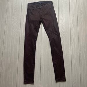 Brockenbow Women's Wax Bordeaux Magda Puzzle Skinny Coated Jeans Size 27
